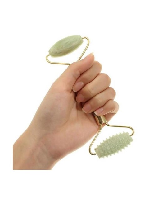 Generic - Dual Action Jade Facial Roller Green/Gold 14centimeter