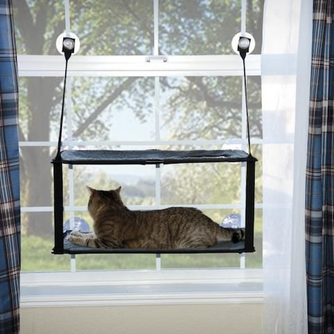 K&amp;H Ez Mount Window Double Stack Kitty Sill Gray 12&quot; X 23&quot;