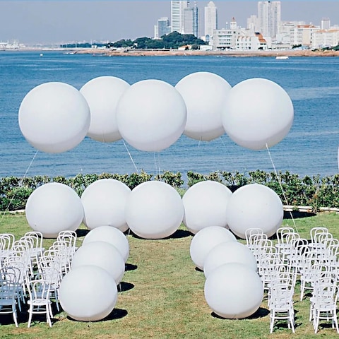 Generic 6 Pcs 36&quot; Big Balloons, Extra Large &amp; Thick White Balloons, Giant White Latex Round Balloons For Photo Shoot Birthday Wedding Party Bar Festival Event Carnival Decorations