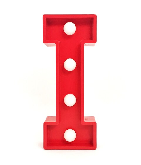 LED Marquee Letter Light Sign Wooden Red (I) 25cm