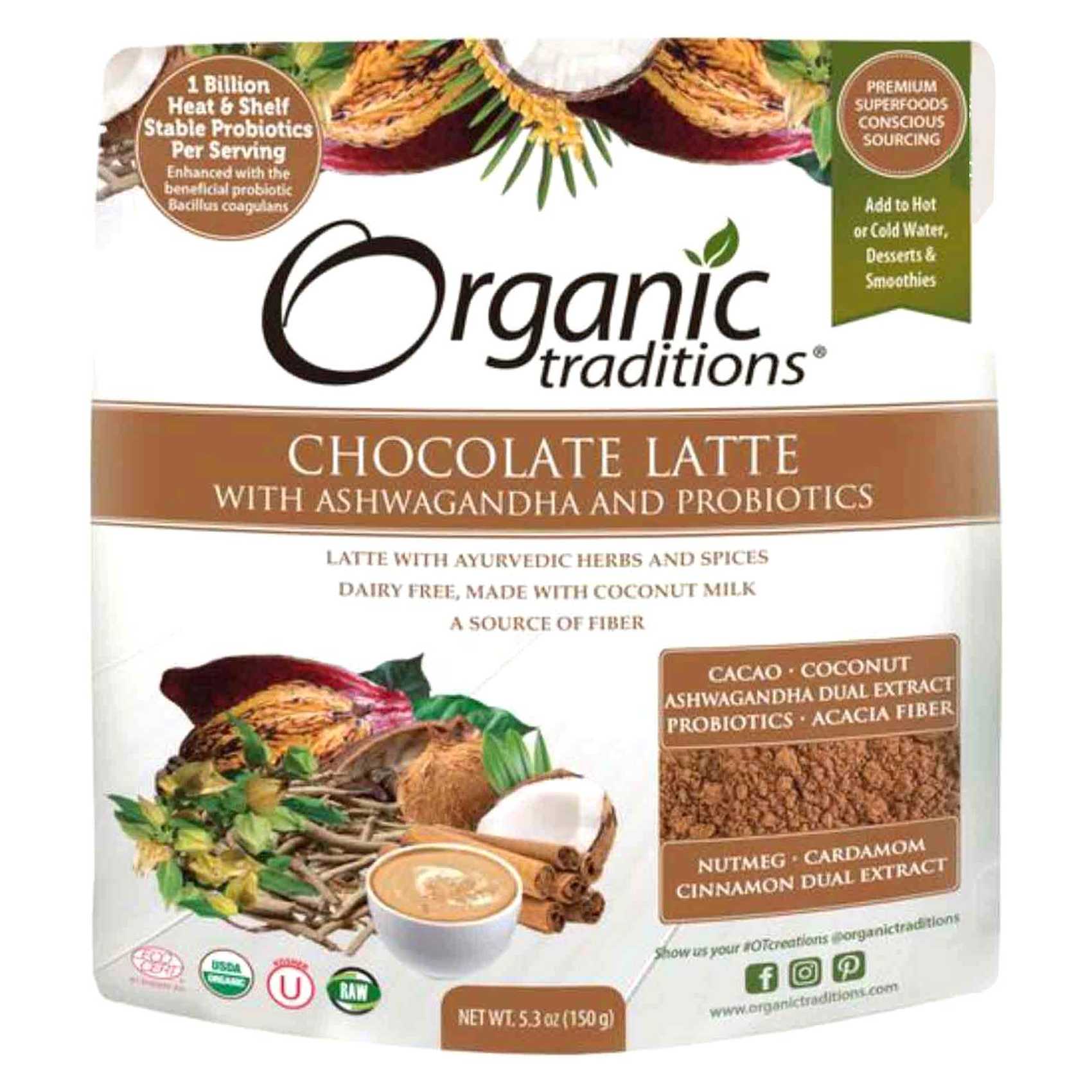Buy Organic Traditions Chocolate Latte With Ashwagandha And