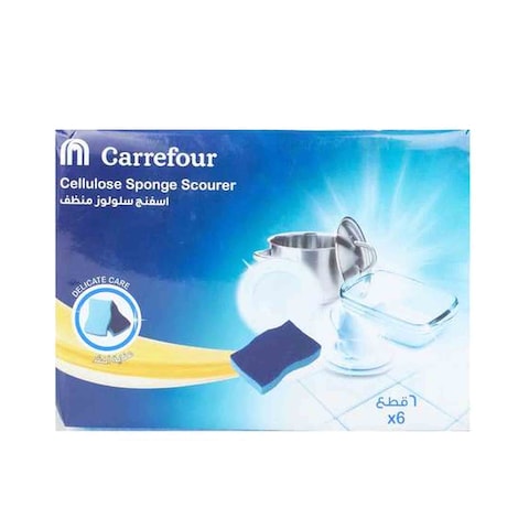 Buy Carrefour Cellulose Sponge Scourer XP19 6 PCS in UAE