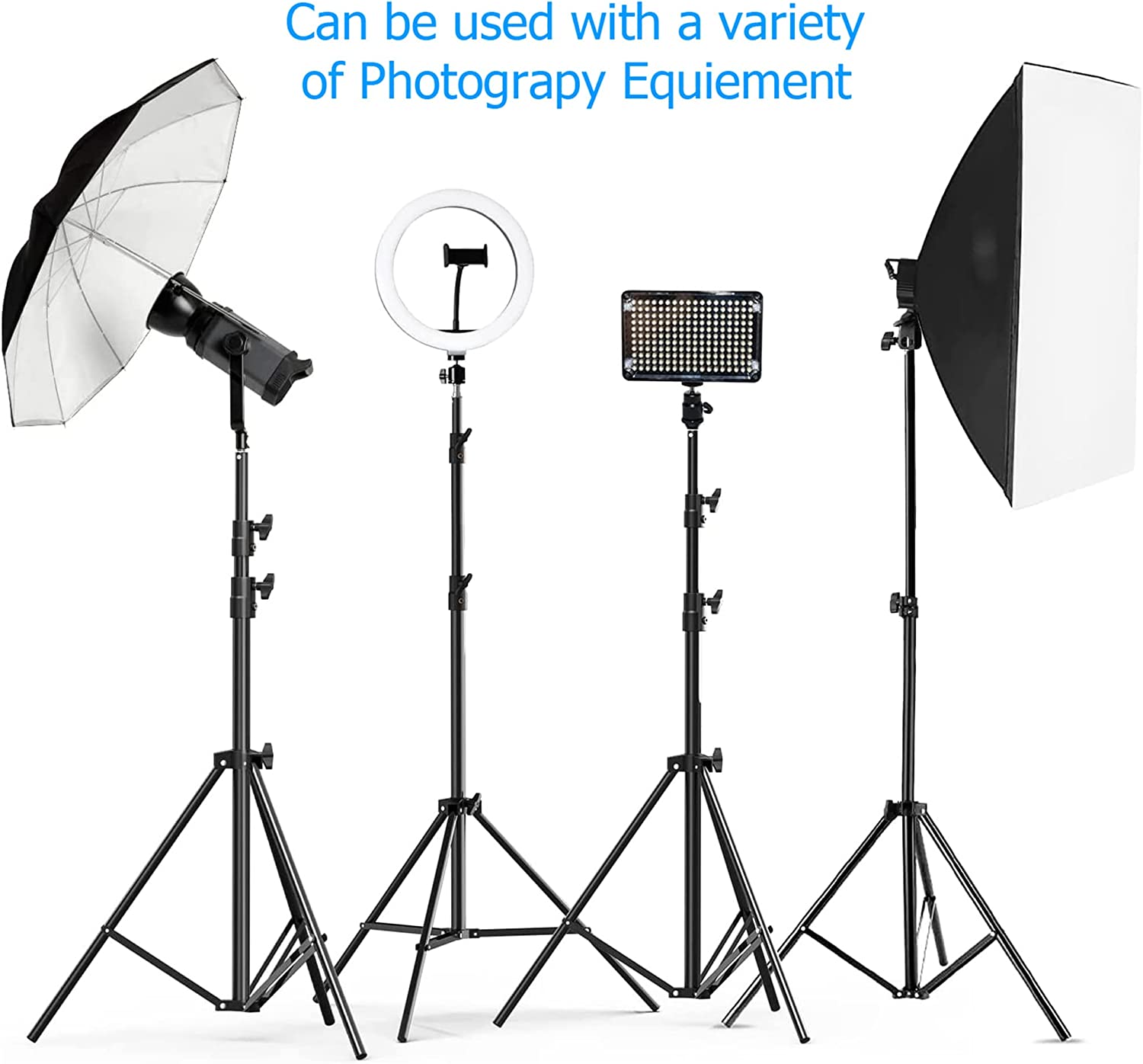 COOPIC L280 9ft/110 inch Heavy Duty Aluminum Alloy Photo Studio Light Stand with 1/4&quot; Screw for Strobe Lights, Studio Kits, Flash, LED Video Light, Softbox, Reflectors, Umbrella (1 PC)