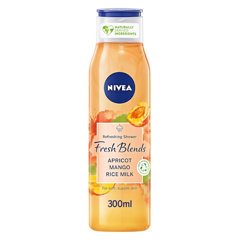 NIVEA Shower Gel Body Wash Fresh Blends Apricot and Mango and Rice Milk 300ml