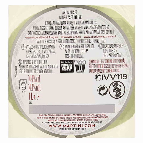 Martini Bianco Vermouth Wine 1L