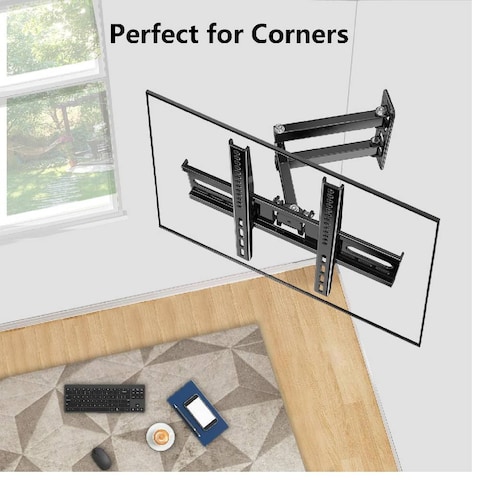 ICS Full Motion TV Wall Mount for 32-75 Inches Flat Curved TVs, TV Mount with Articulating Arms Extension Swivel Tilt, Wall Mount TV Bracket With Perfect Center Max VESA 400x400mm Black