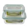 Click &amp; Lock Glass Container Set Clear And Blue 370ml+640ml 2 PCS