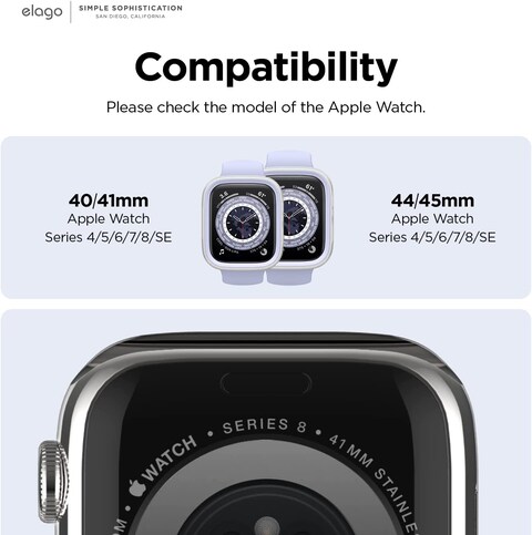 Elago Duo for Apple Watch Series 8/7 (41mm), Series 6/SE/5/4 (40mm) cover case - Clear Purple