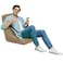 In House Pascal Linen Bean Bag Chair - Small - Beige
