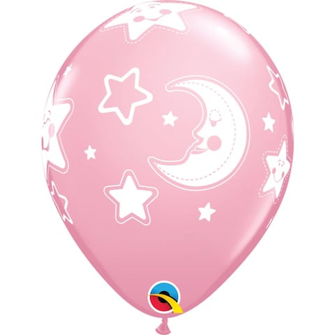 Baby Moon &amp; Stars 11in Pearl Pink Latex Balloon 6 pcs