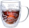 1CHASE Borosilicate Positive Quote Printed Double Wall Glass Cup With Handle And Straw 19 Oz, Double Insulated Glass Cup For Hot Cold Beverages, Cappuccino - Set Of 2