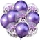 Party Time 10-Pieces Purple Confetti Balloon and Purple Chrome Balloon Mixed Amazing Shinning Sight for Your Party Wedding Bedroom Proposal or Birthday Balloons Decoration Set