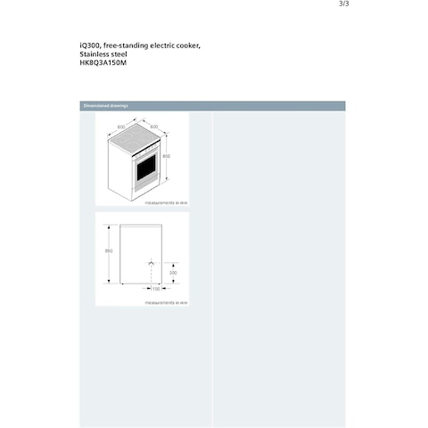 Siemens iQ300 Free-standing Electric Cooker 4 Zones HK8Q3A150M Silver/Black 60cm