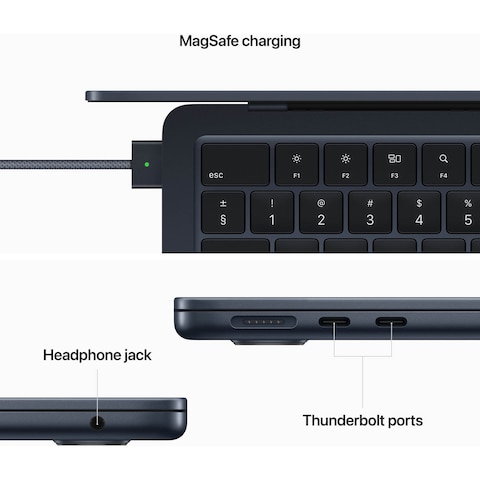 Apple Macbook Air 13.6 Inch, 8GB RAM, 512GB SSD, Midnight (M2 Chip, 10-Core GPU, English/Arabic Keyboard, MLY43AB/A)