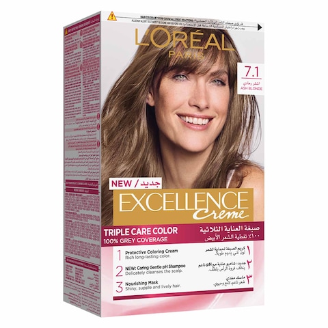 Buy LOreal Paris Excellence Hair Colour 7.1 Ash Blonde in UAE