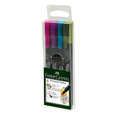 Faber-Castell Slim Bullet Tip Permanent Markers Multicolour 4 PCS
