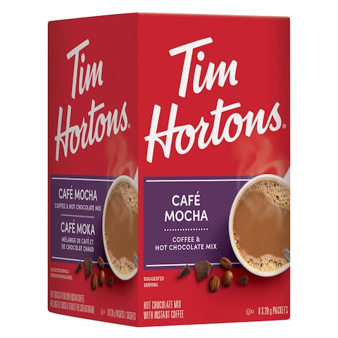 Tim Hortons Cafe Mocha with Instant Coffee and Hot Chocolate Mix 8 Sachets, 28g