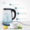 Gratus Electric Glass Kettle 1.8 Liter - Full Thermo Resist Borosilicate Glass body, 1500-1800W , Cordless Base, Aesthetic LED light design, Auto Cutoff, 2 Year Warranty (Transparent Glass)