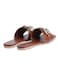 AMICA Nora Women's Square Open Flat Slide Leather Sandals with Embellished Trim Perfect for Business Casual, Evening, Event in Brown
