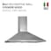BOJ 90cm Decorative Wall Mounted Cooker Hood, CBP-90AXA, Stainless Steel, Mechanical Control With Push Buttons, 3 Speeds, LED Lighting, Made In Italy - 1 Year Manufacturer Warranty
