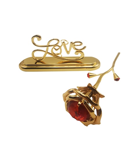 Beautiful home Décor 24K Gold Plated Rose Flower and Love Stand for Mother's Day, Valentine's Day, Wedding Day, Birthday, Christmas Gift Idea