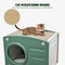 Cat house bed for medium and large cats with scratching board and Non-slip bottom, Waterproof plastic cat shelter for indoor and outdoor use, Easy to assemble 56 cm (Green)