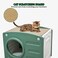 Cat house bed for medium and large cats with scratching board and Non-slip bottom, Waterproof plastic cat shelter for indoor and outdoor use, Easy to assemble 56 cm (Green)