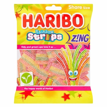 Haribo Sour Fruit Rainbow Strips 130g