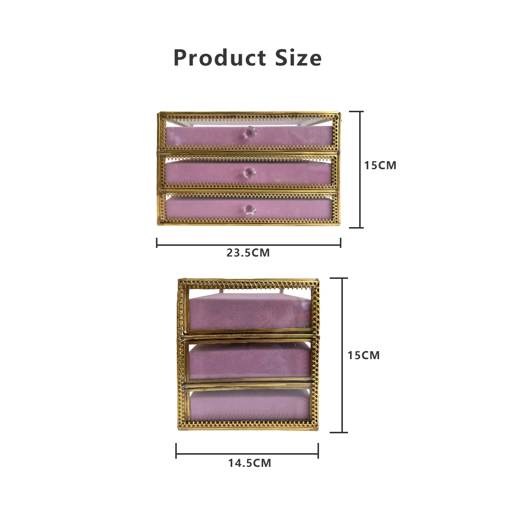 Large Jewelry Display Box Gold Nordic style Makeup Organizer Carrying Cases