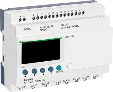 Schneider PLC Zelio Logic_ compact smart relay Zelio Logic - 20 I O - 24 V DC - no clock - display_ [SR2A201BD]