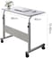 Linyi Bedside Laptop Table Rolling Overbed Computer Desk Cart Stand Mobile Workstation Adjustable Height With Lockable Wheel Storage Black For Bedside Sofa 40 * 80Cm (E-White - 40 * 80Cm)