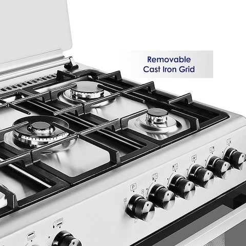 Super General 90x60 Cm Freestanding 5 Gas Cooker, Stainless Steel, SGC9603FSHG