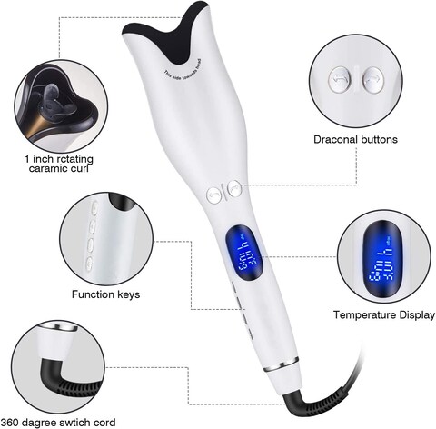 Rose-shaped Ceramic Automatic Hair Curler White