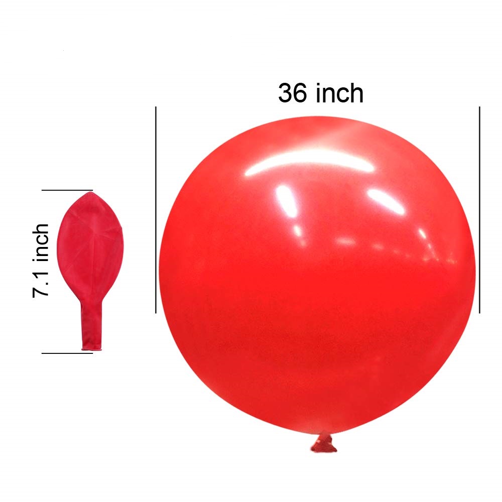 Party Time 1pc 36&quot; High Quality Red Latex Balloon - Big Balloons Jumbo Round Balloons for Valentines Day Wedding, Baby Shower, Christmas, Birthday Party Decoration - Valentines Balloon Decoration