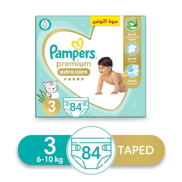 Pampers Premium Extra Care Diapers - Size 3 - 6-10 Kg - 84 Diapers