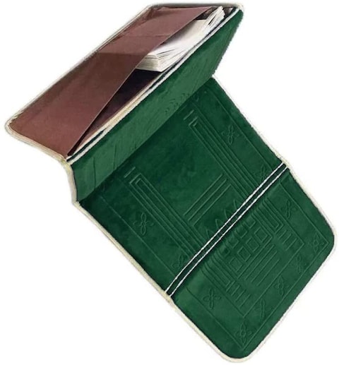 Fabienne Foldable Medical Prayer Mat And Backrest 2 In 1 With Pocket Dark Green