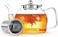 1CHASE&reg; Borosilicate Glass Teapot 1200 ML with Stainless Steel Infuser with Lid, Blooming and Loose Leaf Tea, Removable Infuser