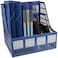 Generic Desktop 4 Section Magazine Plastic Holders Frames File Dividers Document Cabinet Rack Display And Storage Organiser Box Blue