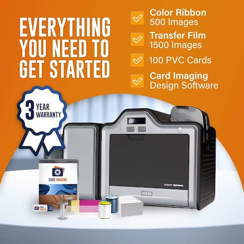 Fargo Hdp5000 Dual Side High Definition Id Card Printer &amp; Supplies Bundle With Card Imaging Software 89640