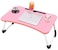 Generic Laptop Desk Folding Bed Table Laptop Desk With Ipad And Cup Holder Notebook Study Laptop Stand Desk For Bed &amp; Sofa Computer Table With Folding Legs Watch Movies-Pink