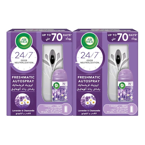 Buy Air Wick Freshmatic Auto Spray Kit Lavender Chamomile 250ml Pack of 2 in UAE