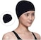 Aiwanto - 1 Pc Black Swimming Cap Waterproof Reusable Unisex Swimming Cap PU Coating Long Hair Head Hat Bath Hat Swim Cap for Women and Men for Water Sports Club Activities