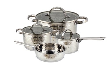 Buy WILSON 7PCS HAMMERED STAINLESS STEEL COOKWARE SET, SILVER, CKB4-SS ...