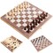 Generic-Beige 3-in-1 Multifunctional Wooden Chess Set Folding Chessboard Game Travel Games Chess Checkers Draughts and Backgammon Set Entertainment Educational Toys