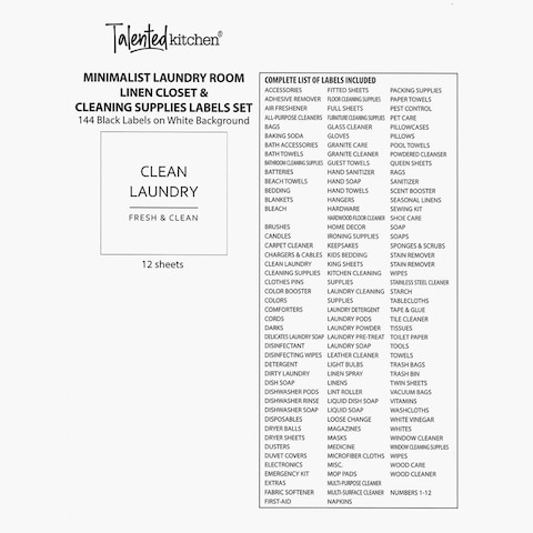 Pre-Printed 144 Laundry Sticker Labels for Jars
