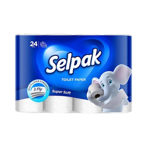 Buy Selpak 3-Ply Toilet Paper Roll White 24 Rolls in UAE