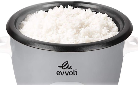 evvoli 2 In 1 Rice Cooker With Steamer 1.8 Litter Up To 6 Cup Of Rise Non-Stick 700W Silver Evka-Rc4501S 2 Years Warranty