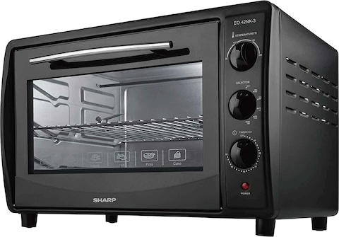 Sharp 42L 1800W Double Glass Electric Oven With Rotisserie &amp; Convection, Eo-42Nk-3, Black (Min 1 Year Manufacturer Warranty)