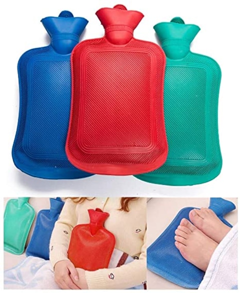 3 PCS Hot Water Bag Natural Durable Rubber BPA Free Hot Compress and Heat Therapy For Pain And Menstural Cramb Relief. (2000 ML/Bag)