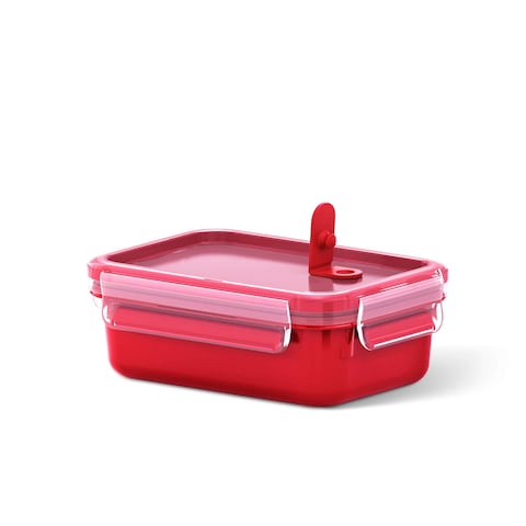 Tefal MasterSeal Plastic Micro Rectangular Food Storage Box Red/Clear 5.5L
